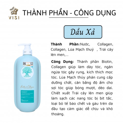 Dầu Gội và Xả Biotin Collagen Voudioty Phục Hồi Tóc 1000ml