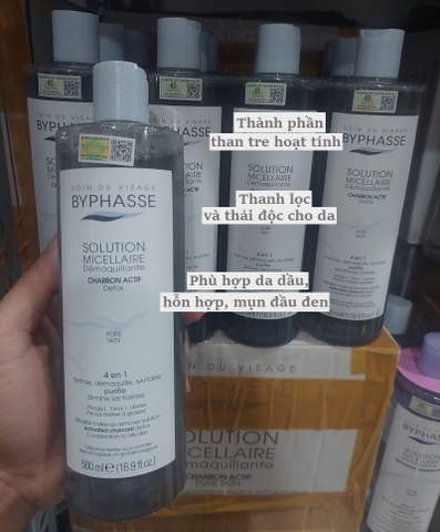 d99 - Nước Tẩy Trang Byphasse Solution Micellaire 500ml Màu Hồng và Xám Than