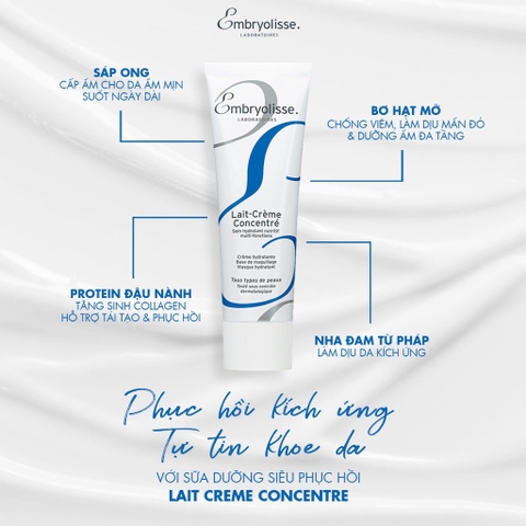 d32 - Kem Dưỡng dưỡng Ẩm Phục Hồi Da Embryolisse Lait Creme Concentre 75ml