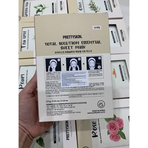 Hộp 10 miếng Mặt nạ dưỡng da PrettySkin Total Solution Essential Sheet Mask  23g x 10