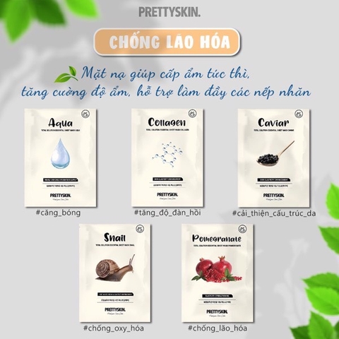 Hộp 10 miếng Mặt nạ dưỡng da PrettySkin Total Solution Essential Sheet Mask  23g x 10