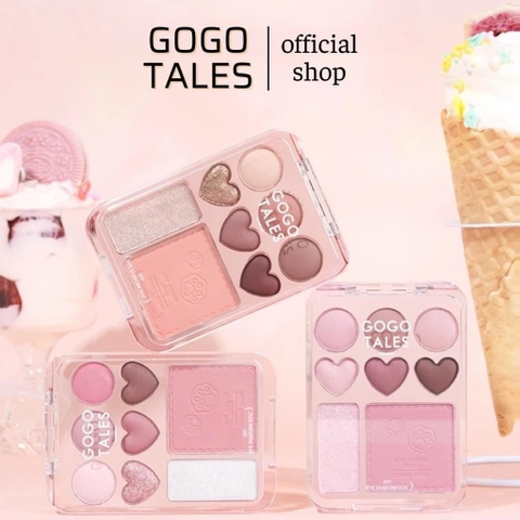 a637 - Gogo Tales - Bảng Phấn Mắt & Má 8 Ô, Stick Sweet Heart Powder Blusher Eyeshadow Palette 9.5g