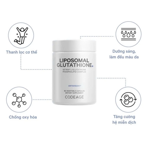 Viên Uống Trắng Da, Chống Lão Hóa CodeAge Liposomal Glutathione/Ovarian/NMN/Vitamin C/Magnesium USA