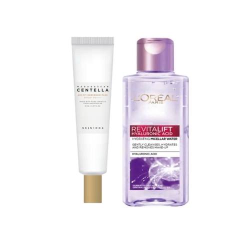 a296 - Combo Kem Chống Nắng Skin1004 20ml + Nước Tẩy Trang LOreal (Màu Tím)