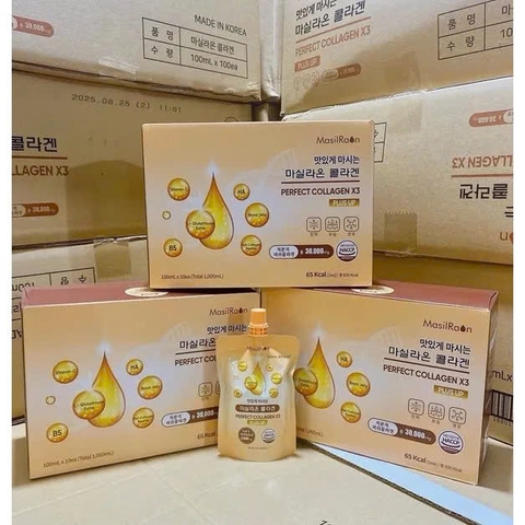 Nước Uống Collagen Làm Đẹp Da, Duy Trì Vẻ Đẹp trẻ trung, Quyến Rũ Masilraon Perfect x3 3000mg Hàn Quốc Hộp 10 Túi