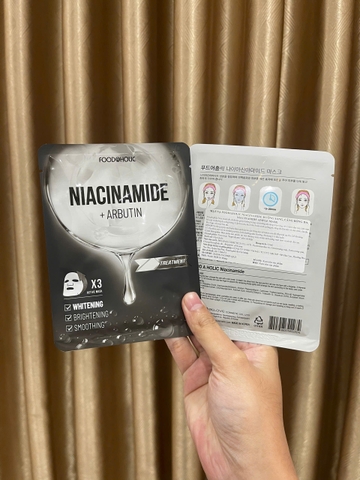 Mặt Nạ Dưỡng Ẩm, Dưỡng Trắng Da Foodaholic Niacinamide + Arbutin Mask Hàn Quốc 23g