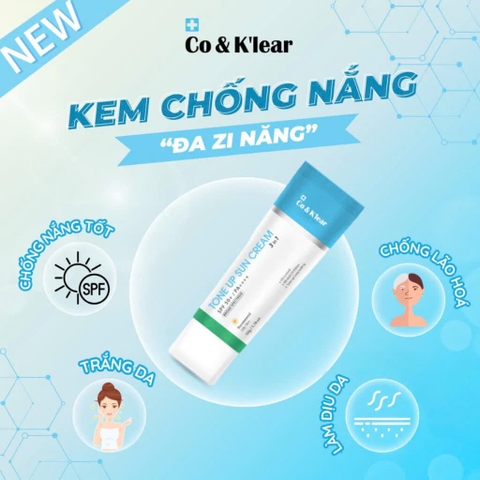 Kem Chống Nắng Phổ Rộng Co& K'lear Tone Up Sun Cream 3in1 SPF 50+/PA++++ Bảo Vệ & Làm Dịu Da Hàn Quốc 50g