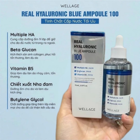 Serum Cấp Nước Wellage Real Hyaluronic Blue Ampoule 75ml
