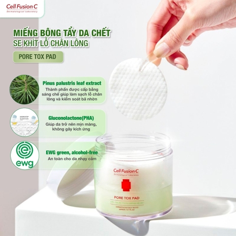 Toner Cotton Pad Làm Sạch Sâu & Se Khít Lỗ Chân Lông - Chứa PHA Cell Fusion C Pore Tox Pad (60 miếng) Hàn Quốc