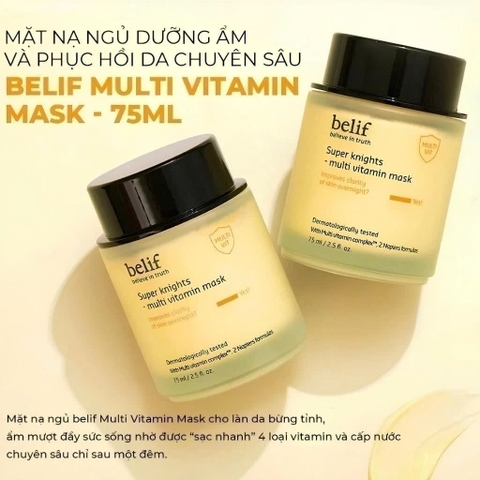 Mặt Nạ Ngủ Dưỡng Sáng, Cấp Ẩm & Phục Hồi Da Chuyên Sâu Belif Super Knight Multi Vitamin Mask Anh Quốc 75ml