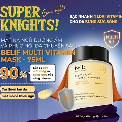 Mặt Nạ Ngủ Dưỡng Sáng, Cấp Ẩm & Phục Hồi Da Chuyên Sâu Belif Super Knight Multi Vitamin Mask Anh Quốc 75ml