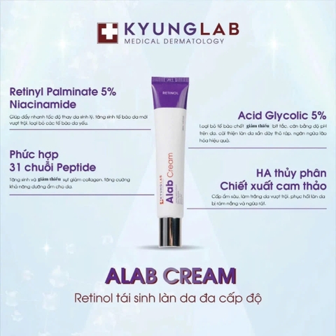 Kem Dưỡng Trẻ Hóa Da, Giảm Mụn, Chống Lão Hóa Kyung Lab Alab Cream Retinol Hàn Quốc 30ml