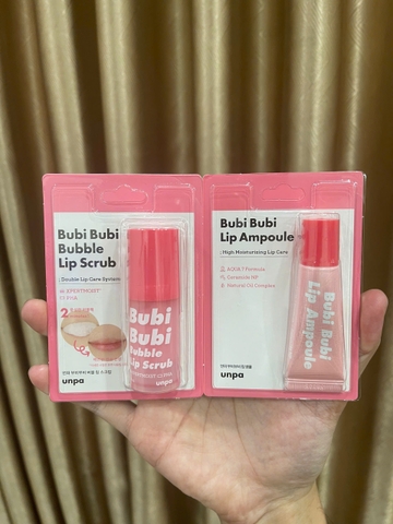 Tẩy Tế Bào Chết Môi & Son Dưỡng Môi Unpa Bubi Bubi Bubble Lip Scrub & Lip Ampule Hàn Quốc 10ml