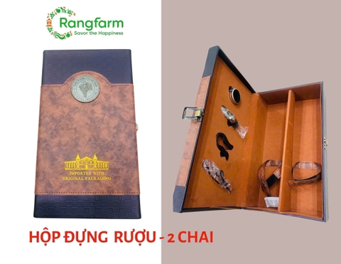 e988 - Rangfarm - Hộp đựng rượu đôi bằng gỗ