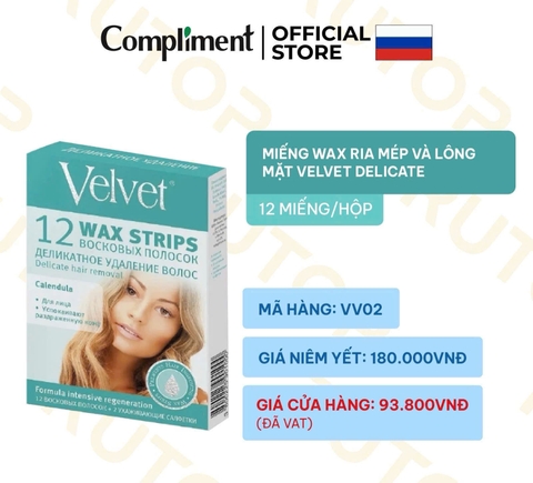 f199 - Compliment - Miếng wax ria mép và lông mặt Velvet Delicate (Hộp 12 miếng)