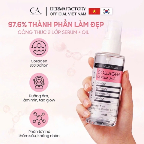 f354 - Derma Factory - Xịt dưỡng phục hồi và tăng đàn hồi da Collagen Serum Mist 80ml