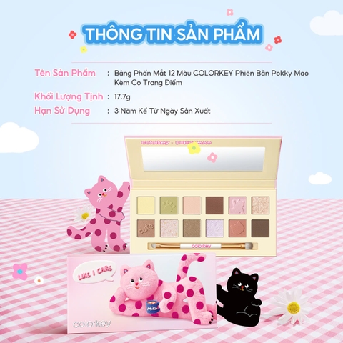 f428 - Bảng phấn mắt Colorkey Pokky Mao Bloom Chase 12-Color Eyeshadow Palette