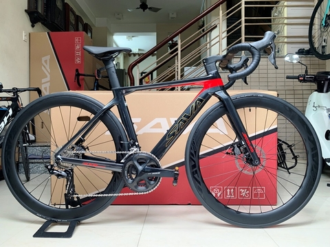 Xe đạp đua SAVA X9-2 - Khung, vành Full Carbon, group Shimano 105 R7000 (5 món), 2 đĩa 11 líp . Màu Đen