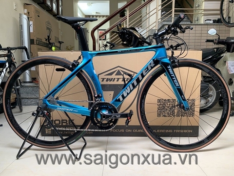 Road bike tay lái ngang TWITTER SNIPER PRO - Khung full Carbon, groupsets Retrospec 11 LÍP. Màu xanh