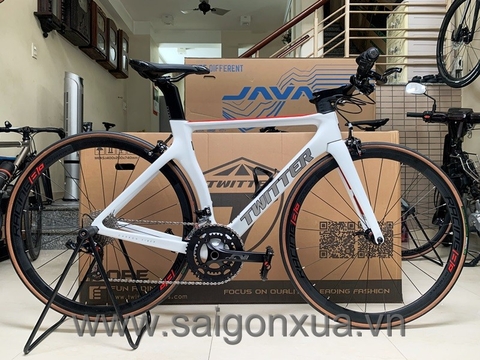 Xe đạp thể thao Road bike tay lái ngang TWITTER R3 2023 - Khung full Carbon, groupsets Retrospec 11 LÍP. Màu Trắng