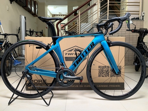 Xe đạp đua TWITTER R5 (2023) - Khung - Vành full Carbon, group SHIMANO TIAGRA 4700. Màu Xanh