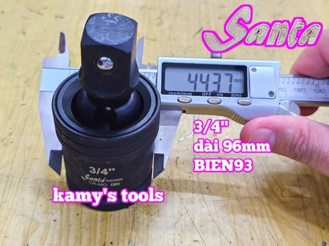 Đầu tuýp nối lắc léo đen gật gù xoay 360 độ 3/4 inch Santa BIEN93 dài 44x96mm