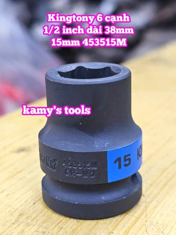Đầu tuýp đen 1/2 inch Kingtony dài 38mm 6 cạnh 14mm 15mm 16mm 17mm 18mm 453514M 453515M 453516M 453517M 453518M
