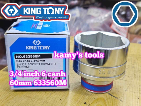 Đầu tuýp 3/4 inch 6 cạnh trắng Kingtony 52mm 55mm 60mm 63mm 70mm 633552M 633555M 633560M 633563M 633570M
