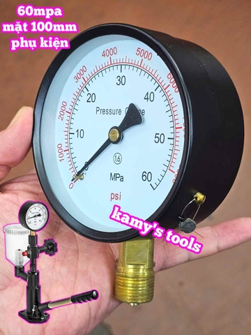 Phụ kiện đồng hồ của dụng cụ cân chỉnh béc kim phun dầu diesel 60mpa mặt 100mm đường kính 20mm Wetools DGNT6010