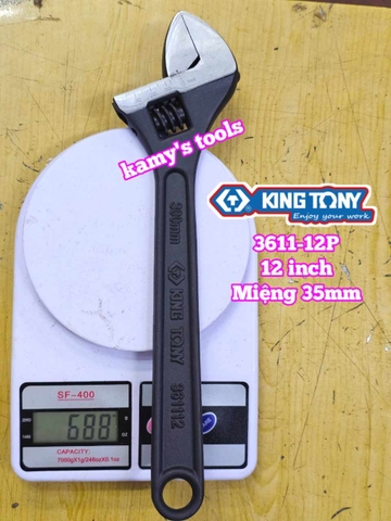 Mỏ lết miệng đen Kingtony 12 inch 300mm 3611-12P miệng mở 0-35mm