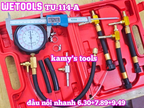 Bộ đồng hồ đo áp suất hệ thống phun nhiên liệu động cơ bơm xăng TU-114-A với đầu nối nhanh 6.30+7.89+9.49 Wetools
