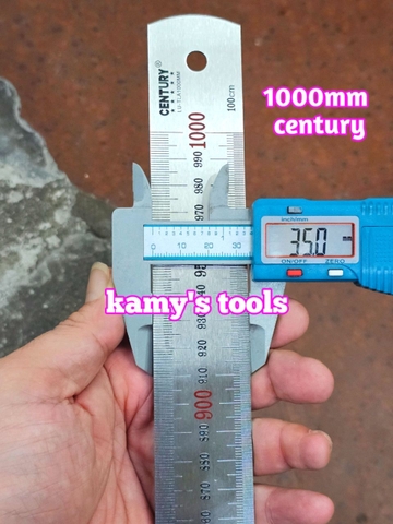 LU-TLA1000mm Thước lá inox 1m 1 mét 100cm 1000mm bản 35mm hệ inch và mét Century
