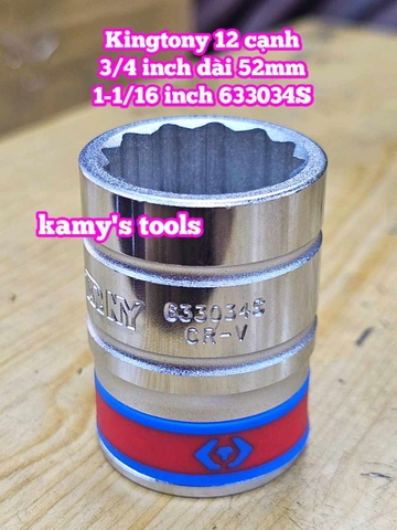 Đầu tuýp trắng 3/4 inch Kingtony 12 cạnh 1” 1-1/16” 1-1/8” 1-3/16” 1-1/4” inch 633032S 633034S 633036S 633038S 633040S