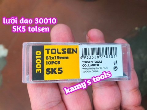 Hộp 10 Lưỡi dao thép SK5 TOLSEN mdoel 30010
