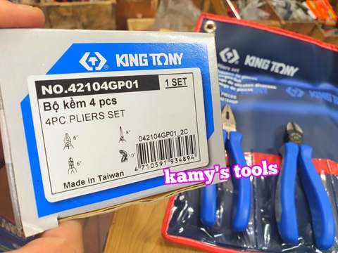 Bộ kìm 4 cái Kingtony model 42104GP01 (Kìm cắt, điện, nhọn, mỏ quạ)