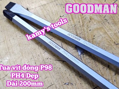 Tua vít đóng Goodman bake PH4 dẹp 12mm dài 200mm P98+12x200 P98-12x200