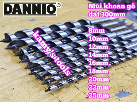 Mũi khoan gỗ xoắn ốc đuôi lục giác 8mm 10mm 12mm 14mm 16mm 18mm 20mm 22mm 25mm dài 300mm Dannio