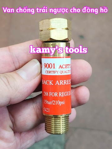 Van chống cháy ngược gắn cho đồng hồ Oxy và Gas hàn cắt gió đá ren 17mm kamytools (bán lẻ 1 cái)