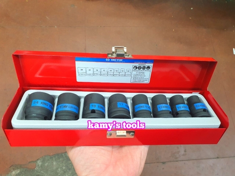 Bộ tuýp khẩu đen ngắn 1/2 inch Kingtony 4408MP 8 chi tiết 10mm-24mm