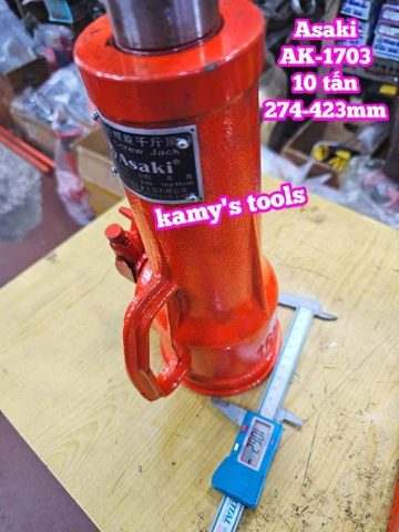 Kích con đội răng cơ khí 10 tấn cao 274mm-423mm Asaki AK-1703