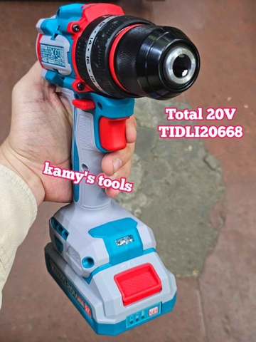 Máy khoan búa vặn vít dùng pin 20V Total TIDLI20668 kèm 2 pin 1 sạc
