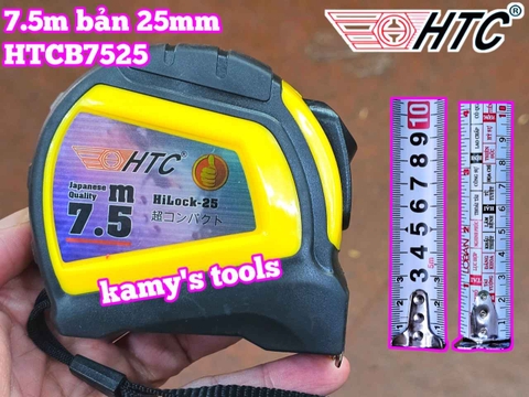 Thước cuộn thước rút thước kéo 7.5m 7.5 mét bản 25mm HTC HiLock-25 model HTCB7525 tự động khóa