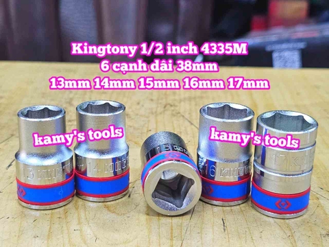 Đầu tuýp ngắn 1/2 inch Kingtony lục giác 6 cạnh 13mm 14mm 15mm 16mm 17mm 433513MR 433514MR 433515MR 433516MR 433517MR