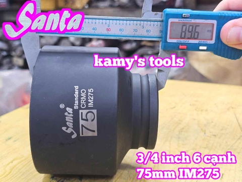 Đầu tuýp khẩu 3/4 inch Santa 6 cạnh thép Cr-Mo 75mm IM275