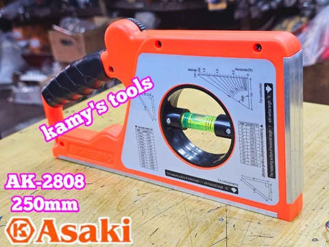 Thước thủy đo góc nghiêng Asaki AK-2808 dài 250mm có nam châm 1 mặt