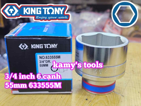 Đầu tuýp 3/4 inch 6 cạnh trắng Kingtony 52mm 55mm 60mm 63mm 70mm 633552M 633555M 633560M 633563M 633570M