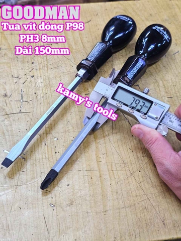 Tua vít đóng Goodman bake PH3 dẹp 8mm dài 150mm P98+8x150 P98-8x150