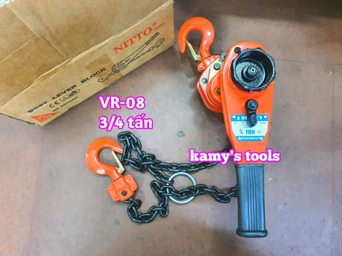 Pa lăng xích lắc tay Nitto 3/4 tấn (0.75 tấn) 1.5m (1.5 mét) VR-08 cao cấp