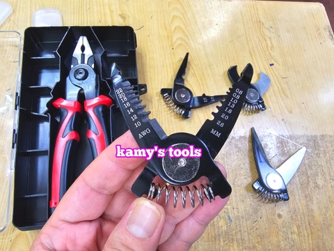 Kìm đa năng kìm nhọn kìm điện kìm cắt kìm tuốt dây điện bấm cos 5 trong 1 đổi đầu linh hoạt