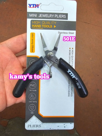 YTH-501E Kìm mỏ nhọn không răng kẹp kim hoàn chân linh kiện điện tử mini YTH dài 100mm 4 inch